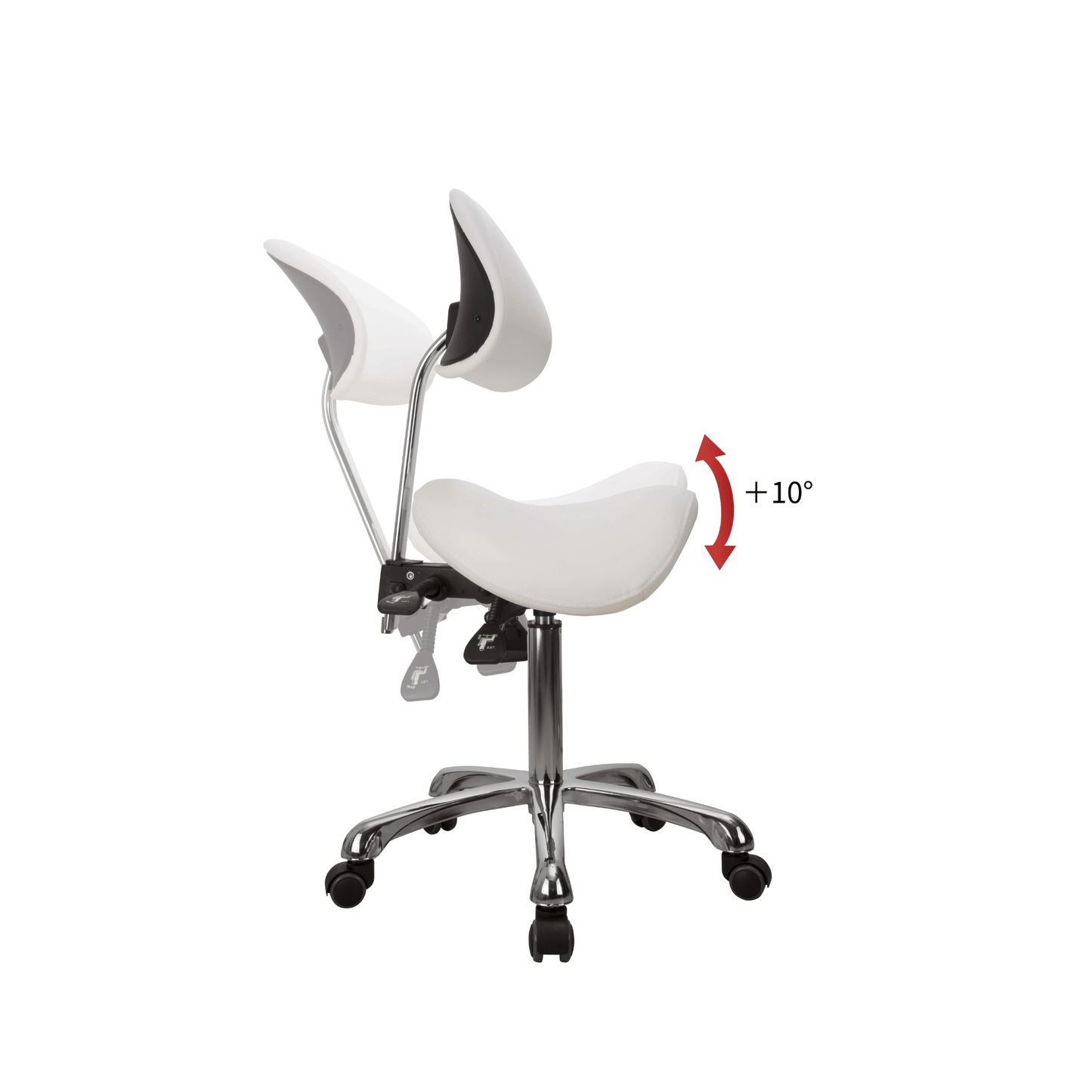 The Lolli Saddle Stool White Adjustable height and back Image 2