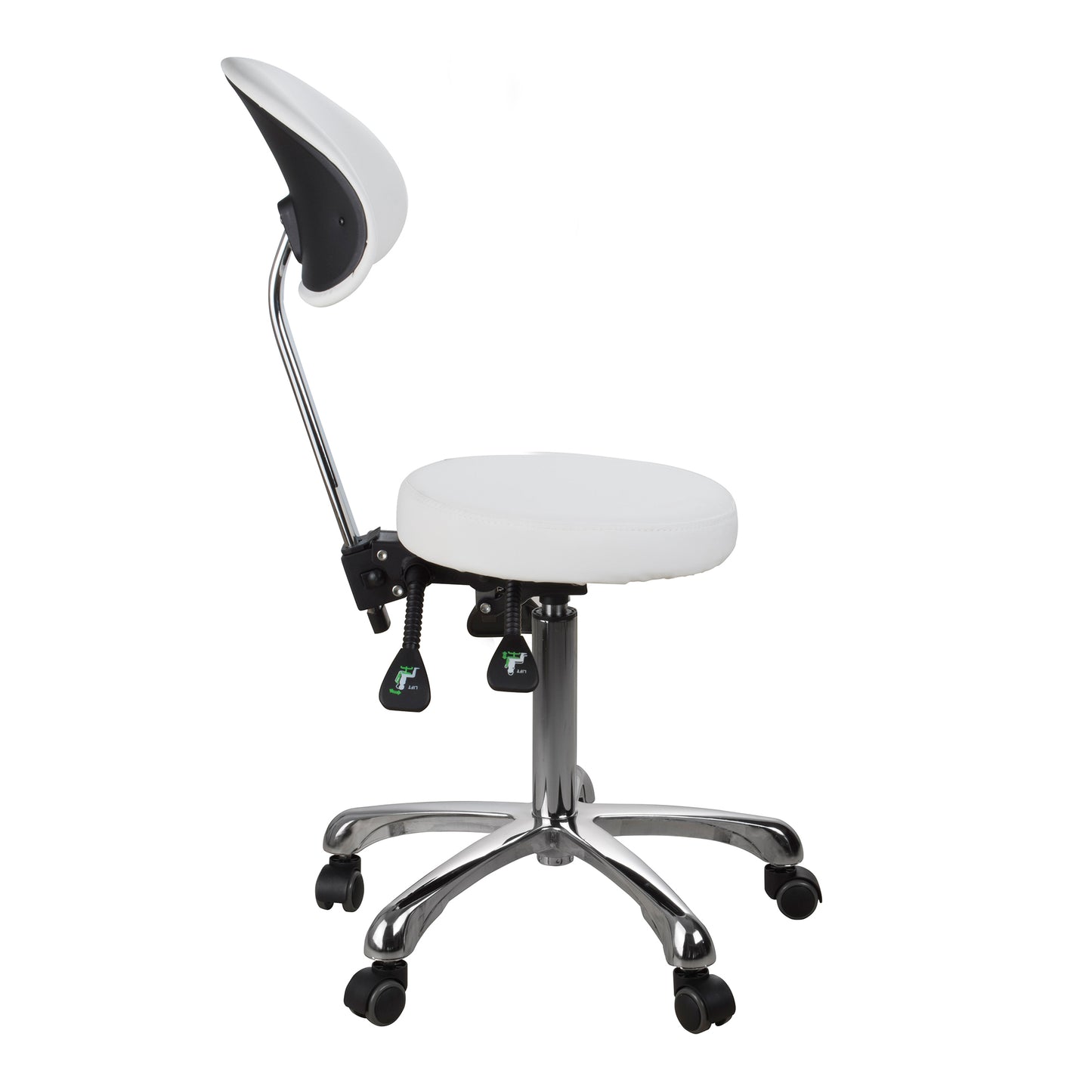 Silver Fox 1025B Stool in White Color adjustable height